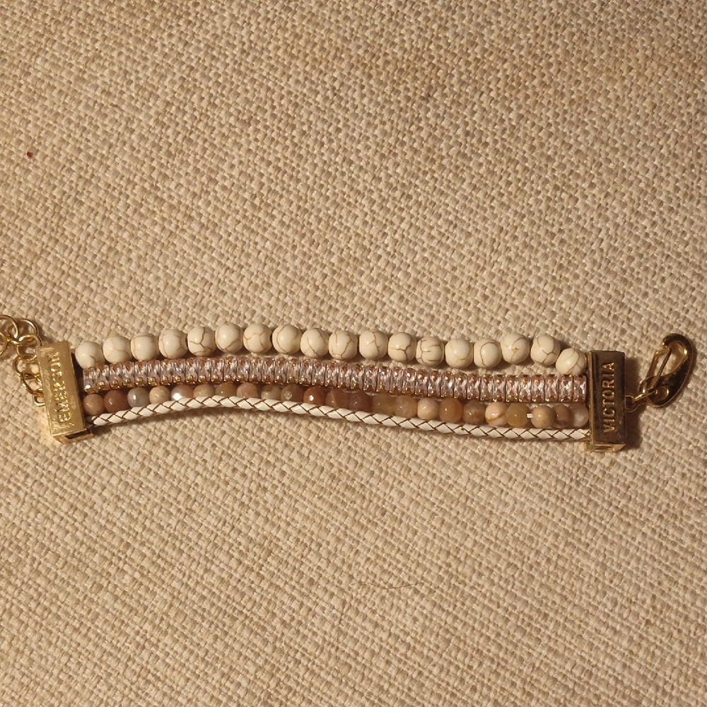 Gold and Cream Beaded Bracelet